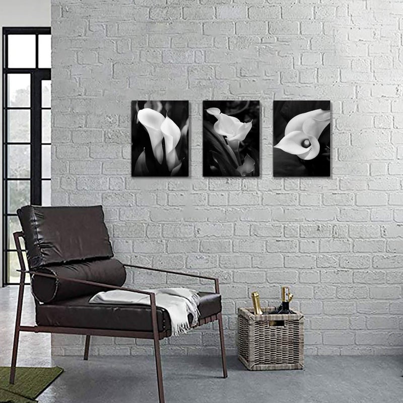 Hardy Gallery Floral Artwork Flower Painting Picture: Calla-Lily Print on Canvas Set for Wall Art (16â€x12â€x3pcs) - Image 5
